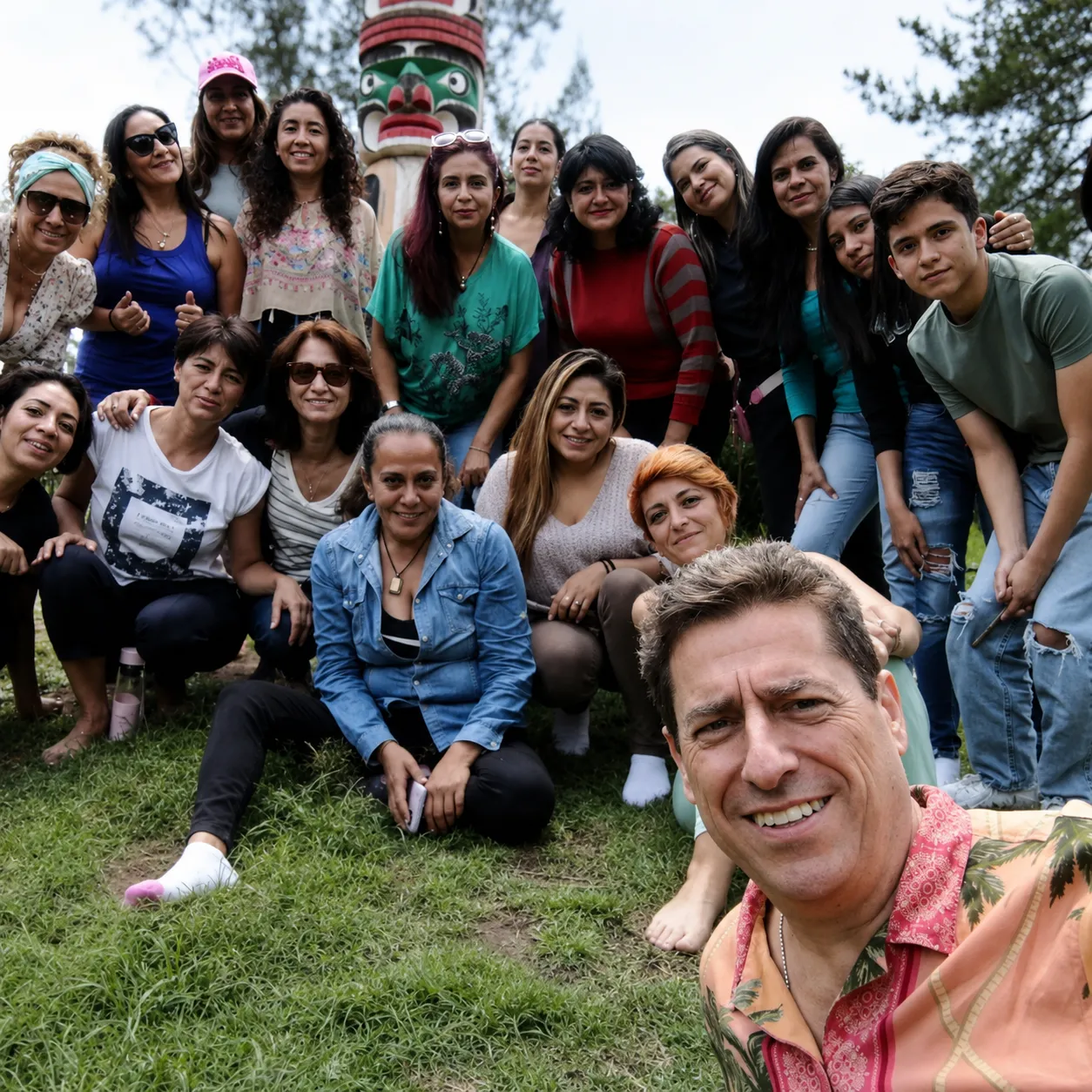 Encuentro grupal al aire libre en el Parque Chapultepec, Ciudad de México.